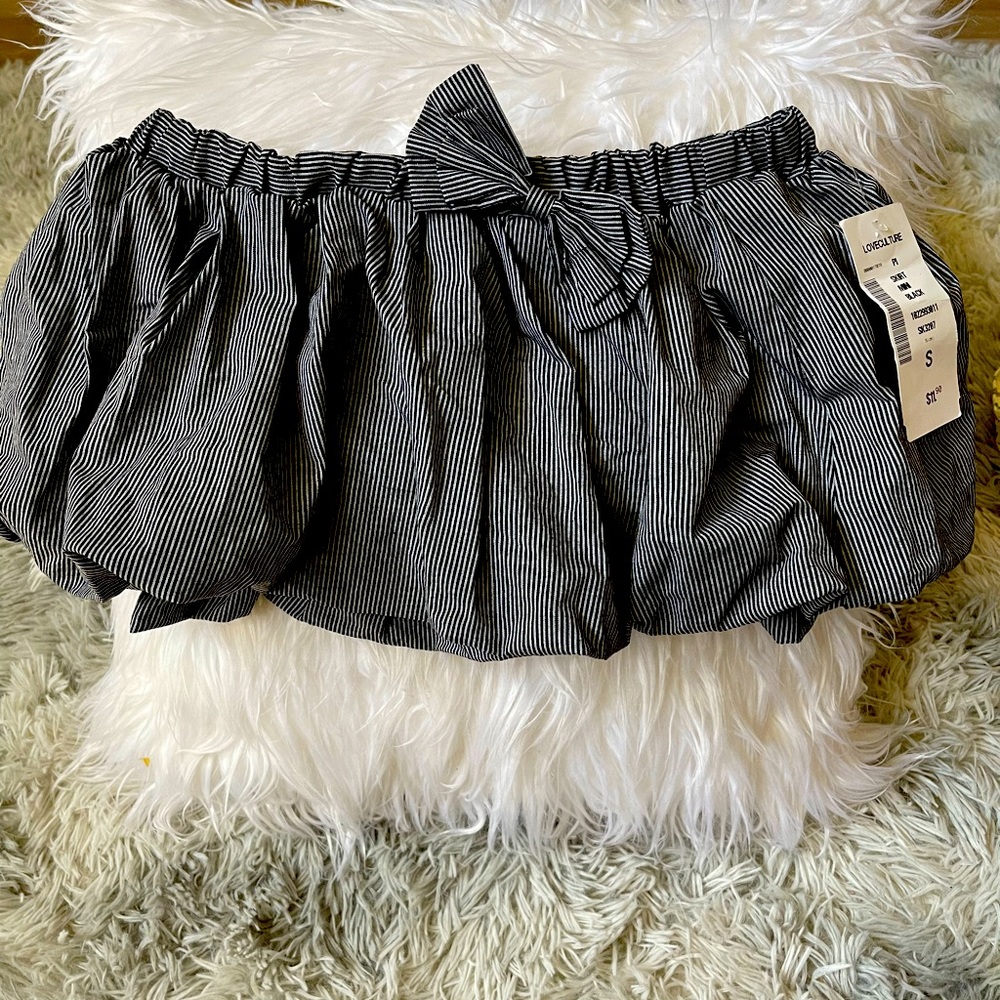 Poetry Black and White Striped Mini Skirt